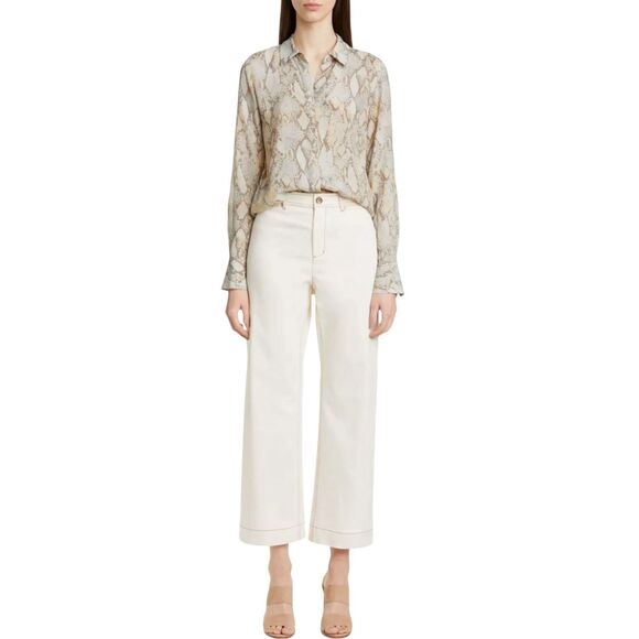 Lafayette 148 New York Scottie Snake-Print Blouse Size S - Picture 1 of 11